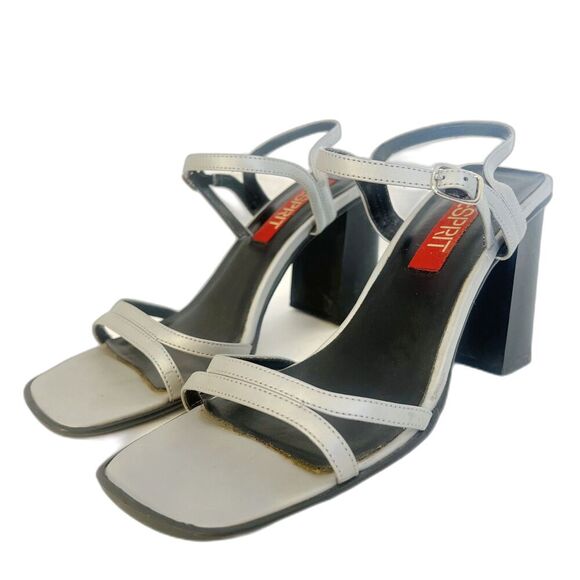 Vintage Espirit y2k 90s Square Toe Silver Chunky Heels Women's Size 8.5 - Picture 1 of 8